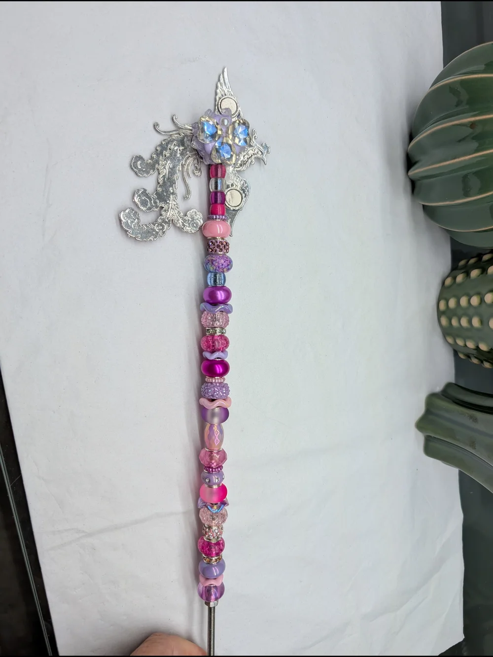 Hand Made Fairy Wand/Plant/Garden Stake W/Phoenix Topper